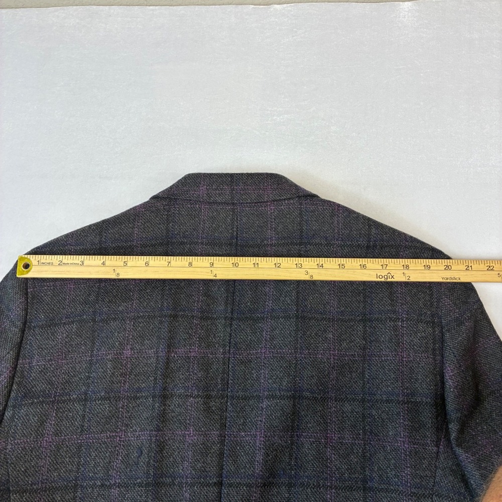 Jos. A. Bank Blazer Jacket Men 44R Grey Purple‎ Windowpane 1905 Sport Coat Moon - Picture 10 of 12
